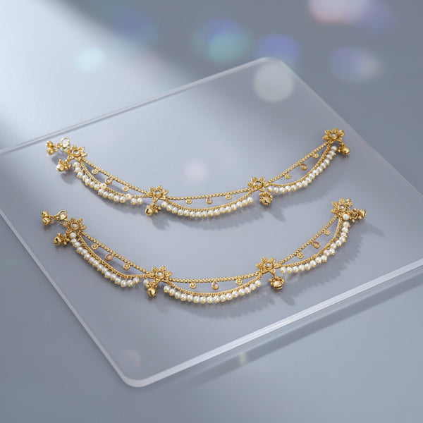 228224 Antique Moti Payal With Gold Plating