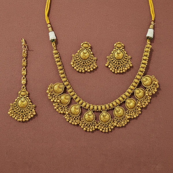 228241 Antique Classic Necklace Set With Matte Gold Plating
