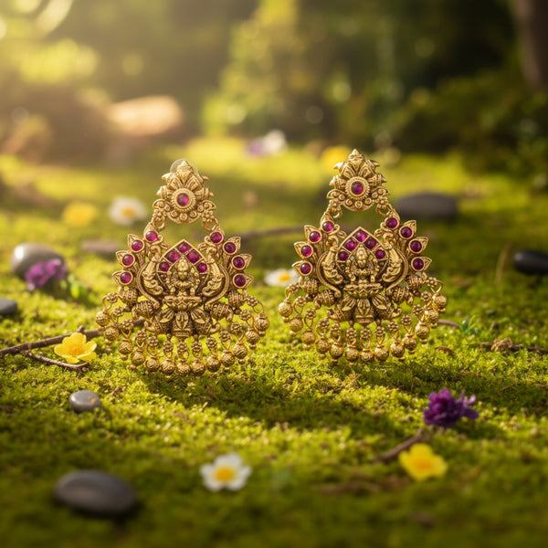 228247 Antique Temple Earring With Gold Plating