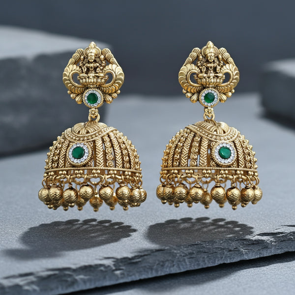 228254 Antique Temple Earring With Gold Plating