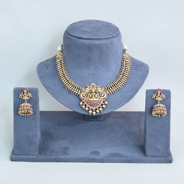 228268 Antique Temple Necklace Set With Gold Plating