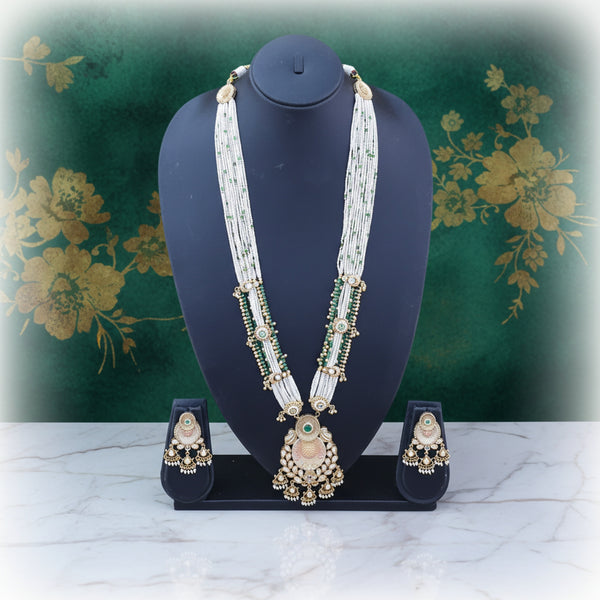 228308 Antique Meenakari Pendant Set With Gold Plating