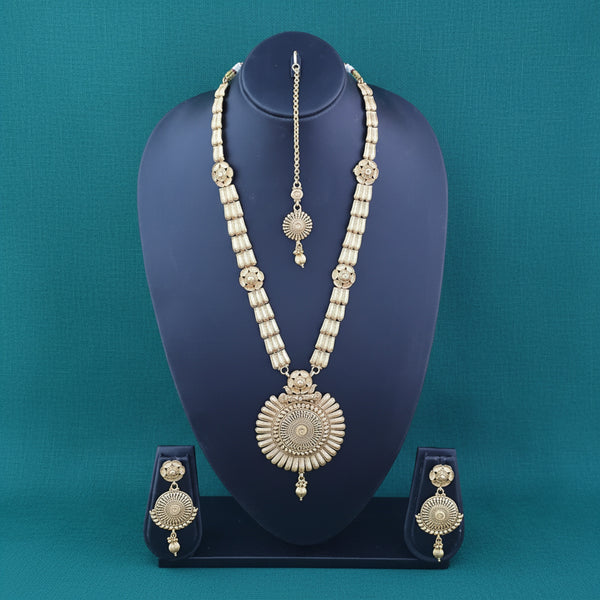 228343 Antique Long Necklace Set With Gold Plating