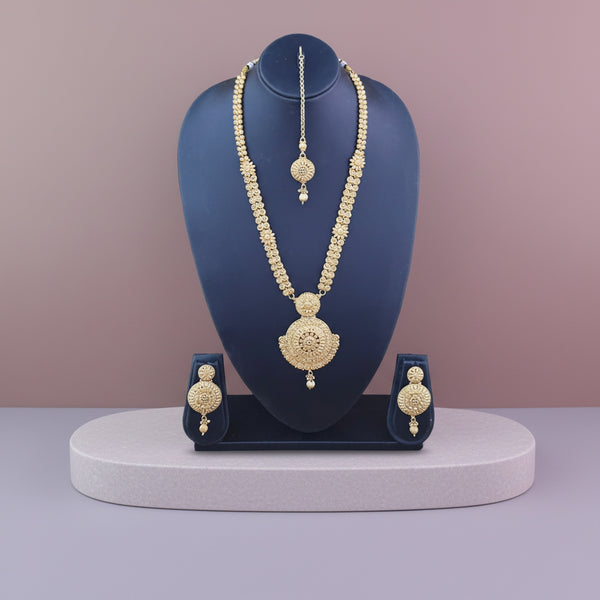 228344 Antique Long Necklace Set With Gold Plating