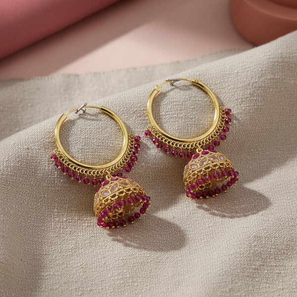 228348 Antique Jhumki With Gold Plating