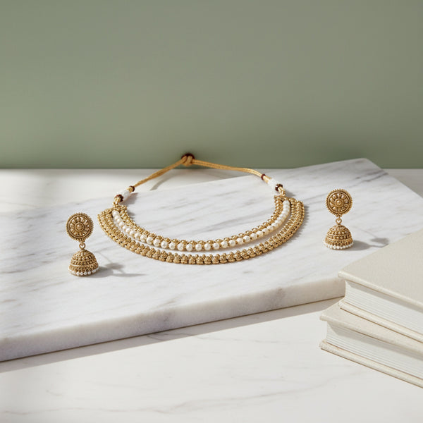 228375 Antique Moti Necklace With Gold Plating