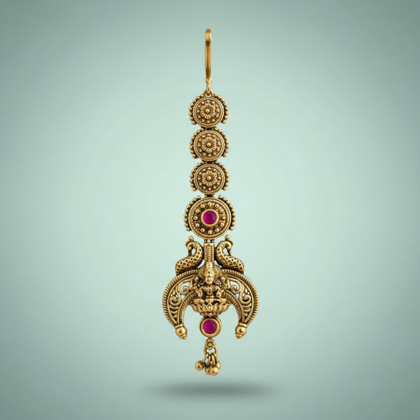 228413 Antique Temple Tikka With Gold Plating