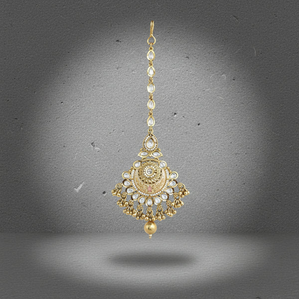 228426 Antique Meenakari Tikka With Gold Plating