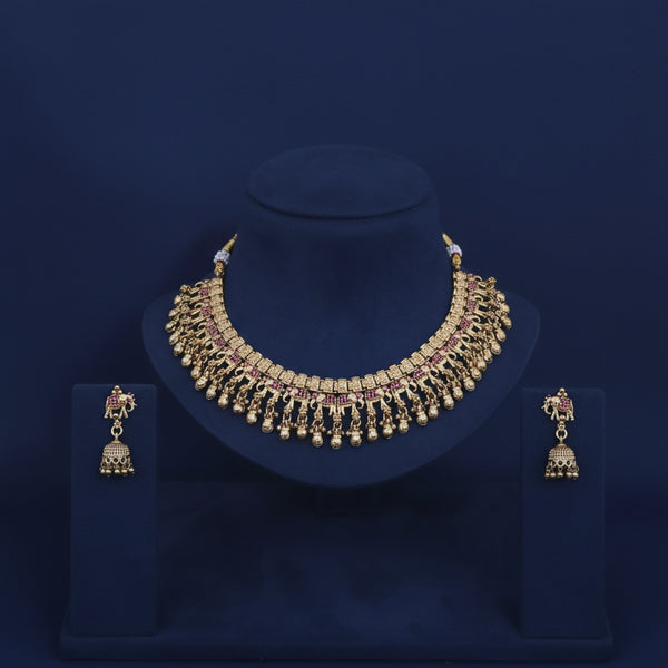 228445 Antique Classic Necklace Set With Gold Plating