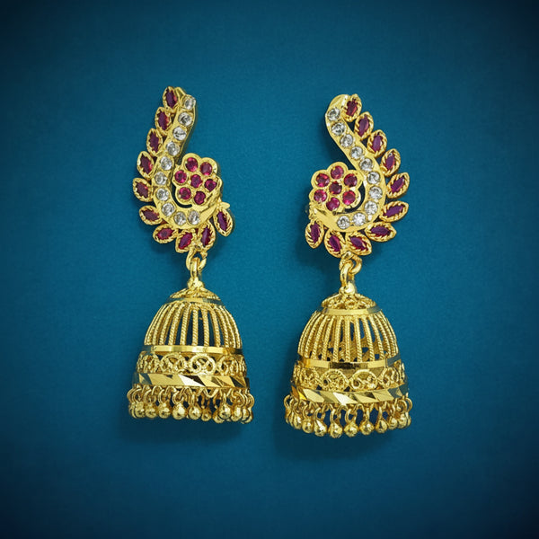 228468 Antique Jhumki With Gold Plating