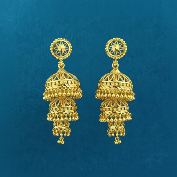 228469 Antique Jhumki With Gold Plating