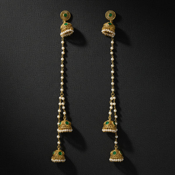 228492 Antique Jhumki With Gold Plating