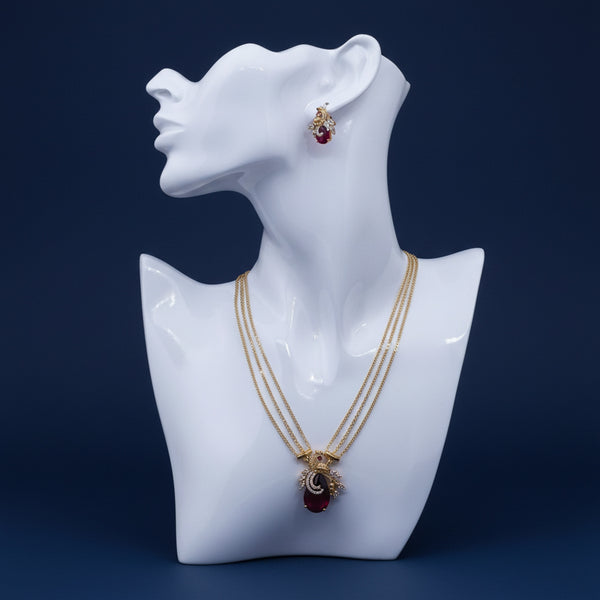 228495 Antique Classic Pendant Set With Matte Gold Plating