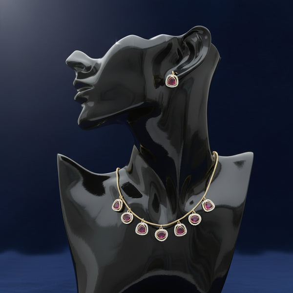 228504 Antique Classic Necklace Set With Matte Gold Plating