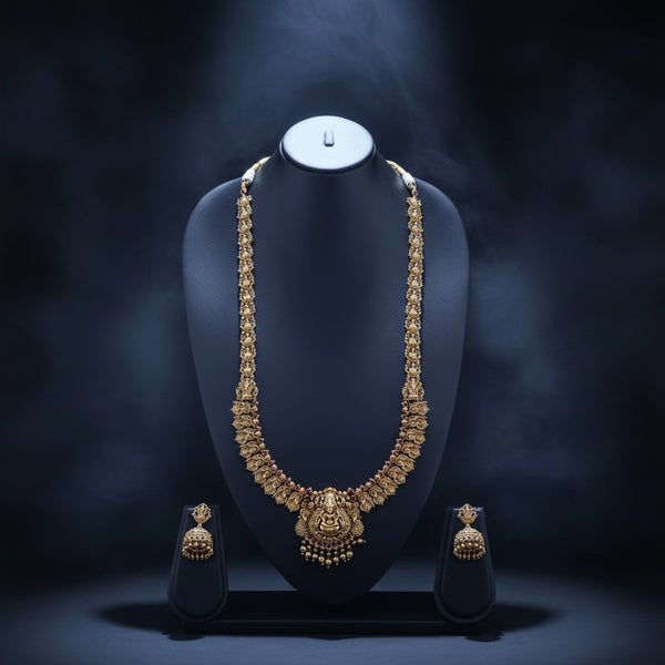 228552 Antique Long Necklace Set With Gold Plating