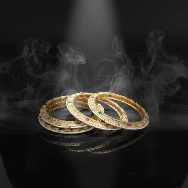 228573 Antique Classic Bangles With Matte Gold Plating