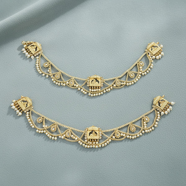 228703 Antique Moti Payal With Gold Plating