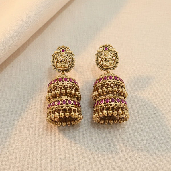 228734 Antique Jhumki With Gold Plating