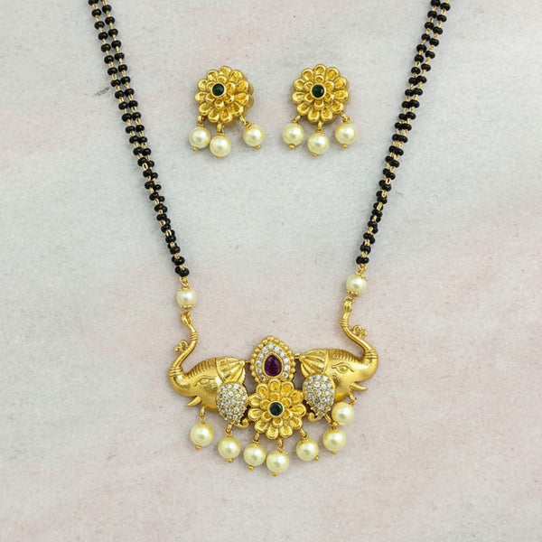 228825 Antique Moti Mangalsutra With Gold Plating