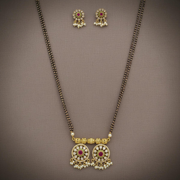 228827 Antique Moti Mangalsutra With Gold Plating