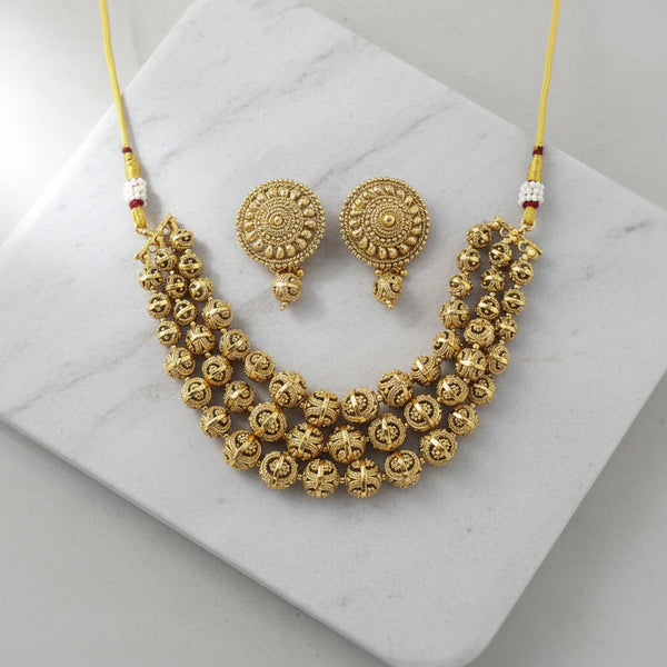228873 Antique Mala Necklace Set With Gold Plating