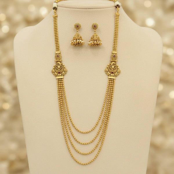 228882 Antique Temple Necklace With Matte Gold Plating
