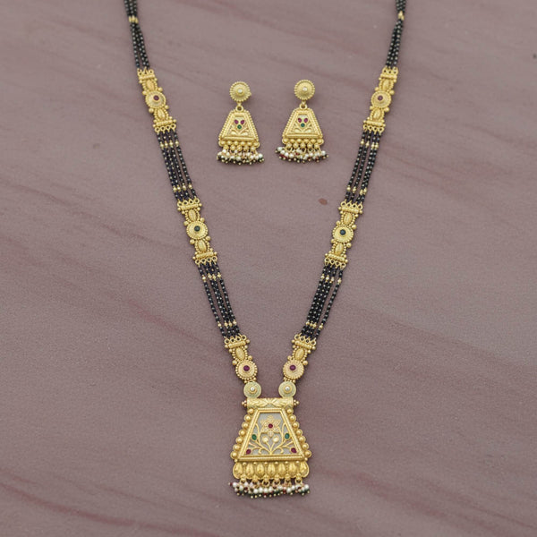 228887 Antique Meenakari Mangalsutra With Matte Gold Plating