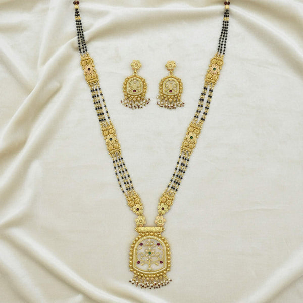 228888 Antique Meenakari Mangalsutra With Matte Gold Plating