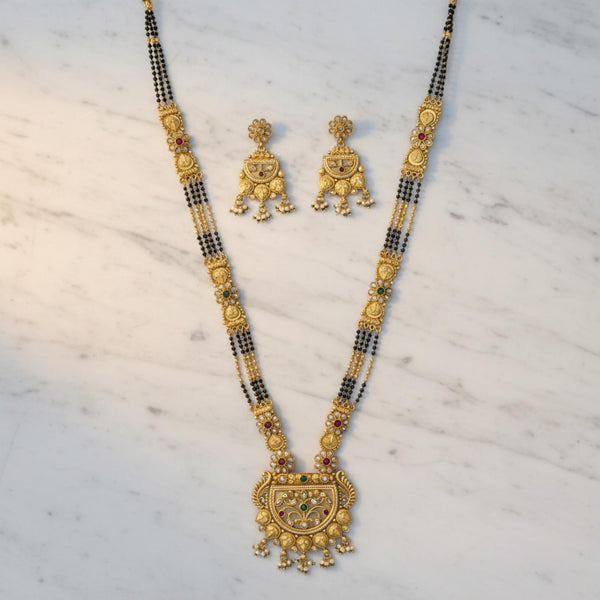228889 Antique Meenakari Mangalsutra With Matte Gold Plating