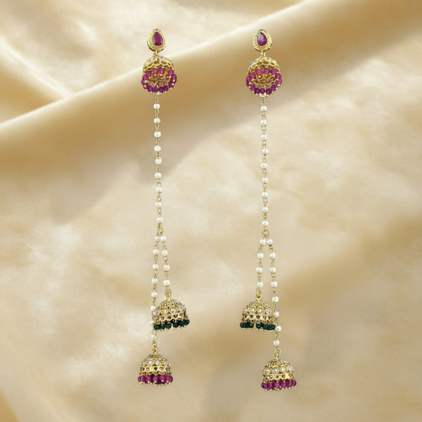 228908 Antique Kashmiri Jhumki With Gold Plating