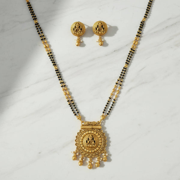 228988 Antique Temple Mangalsutra With Matte Gold Plating