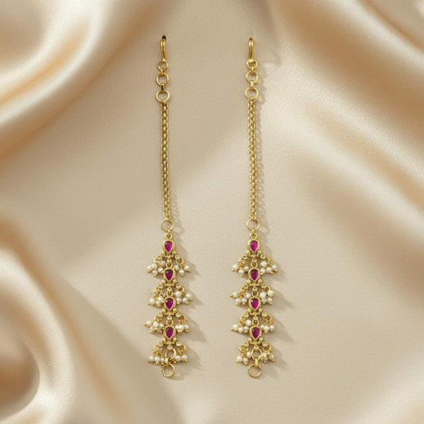 228996 Antique Moti Ear Chain With Gold Plating