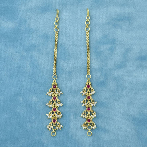 228998 Antique Moti Ear Chain With Gold Plating