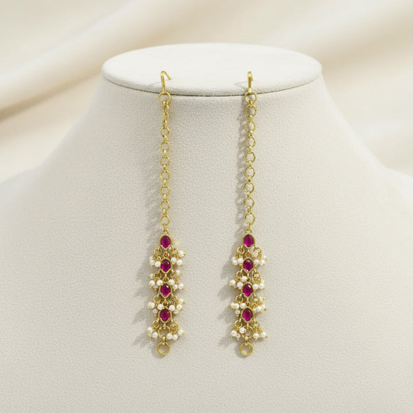 229000 Antique Moti Ear Chain With Gold Plating