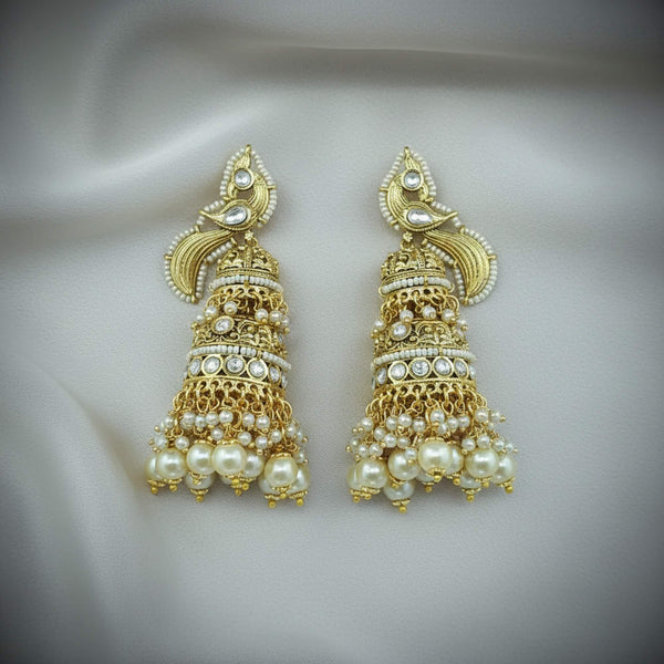 229006 Antique Peacock Earring With Gold Plating