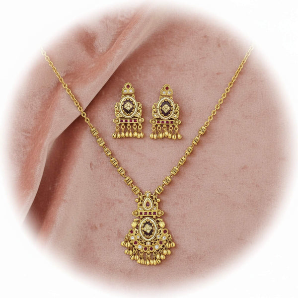 229007 Antique Classic Pendant Set With Gold Plating