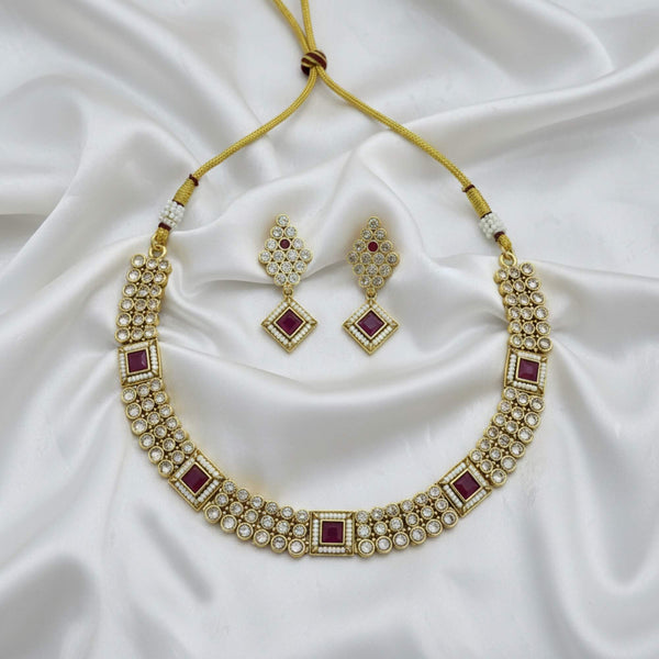 229163 Antique Moti Necklace Set With Gold Plating