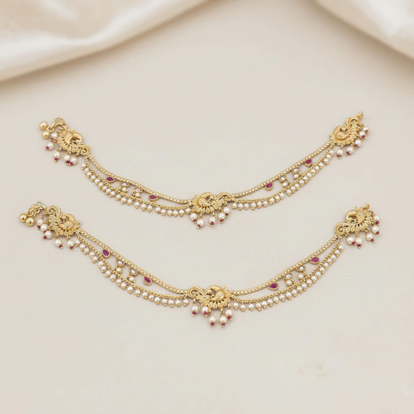 229166 Antique Moti Payal With Gold Plating