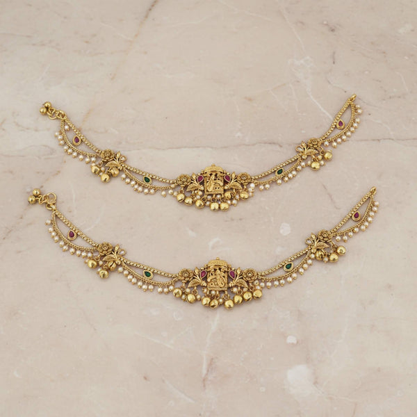 229167 Antique Moti Payal With Gold Plating