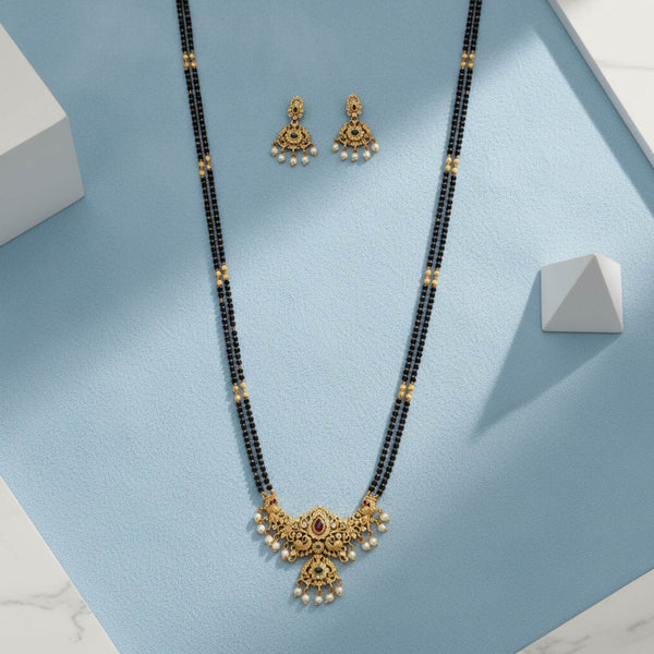 229194 Antique Moti Mangalsutra With Gold Plating