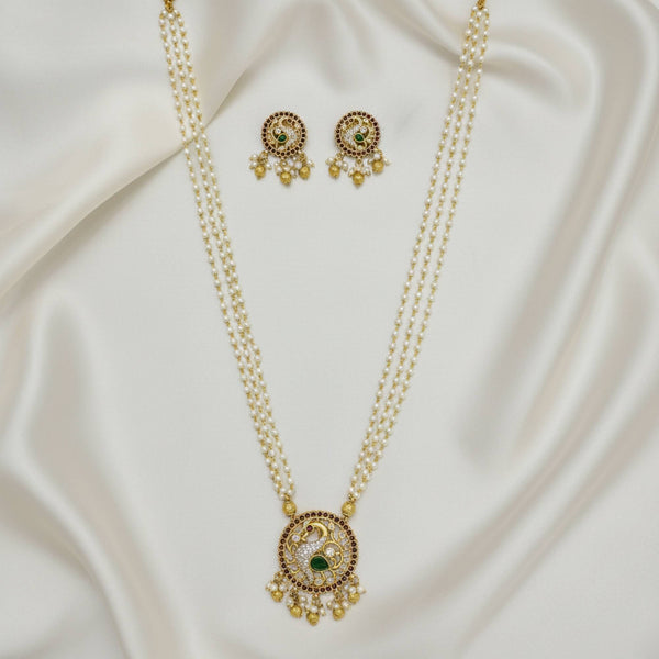 229208 Antique Moti Pendant Set With Gold Plating