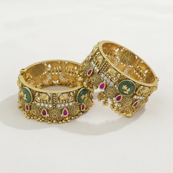 229215 Antique Openable Bangles With Matte Gold Plating