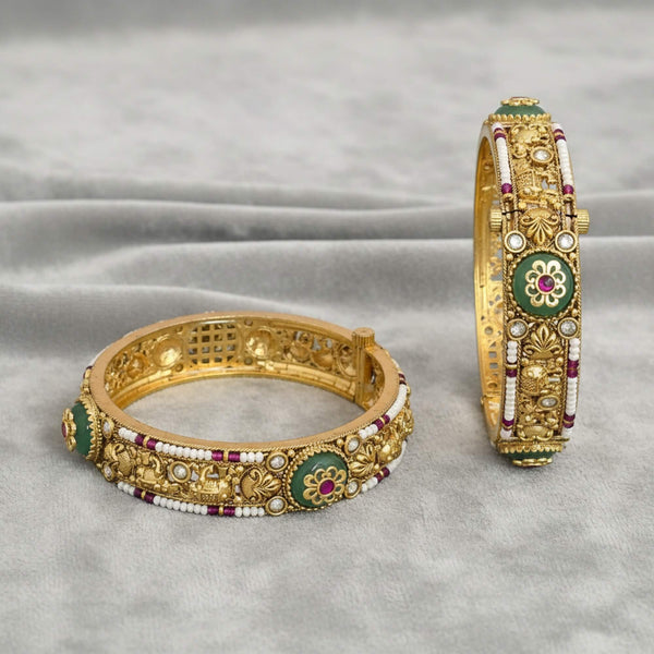 229234 Antique Moti Bangles With Gold Plating
