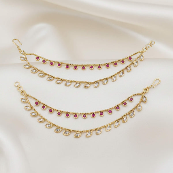 229239 Antique Classic Ear Chain With Mehndi Plating