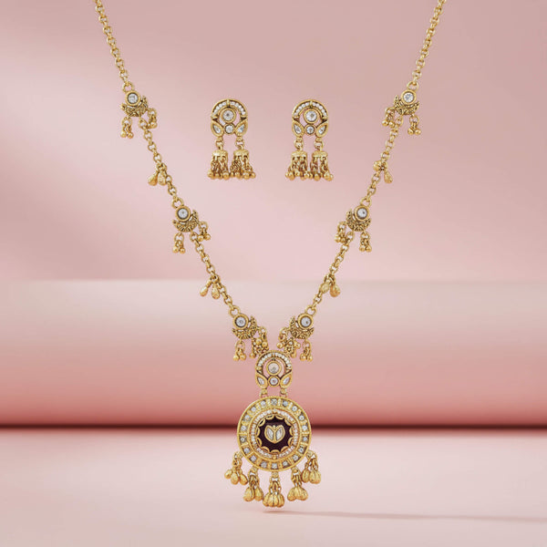 229253 Antique Moti Pendant Set With Gold Plating