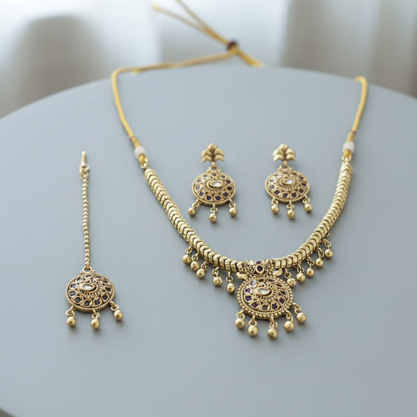 229262 Antique Classic Necklace Set With Gold Plating