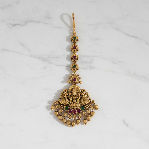 229298 Antique Temple Tikka With Gold Plating