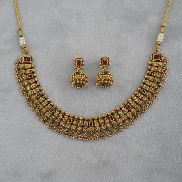 229300 Antique Classic Necklace With Matte Gold Plating