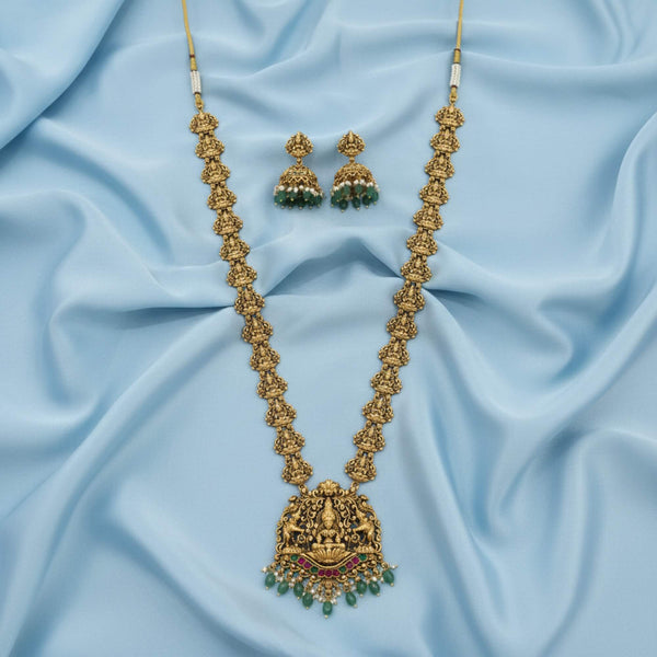 229312 Antique Long Necklace With Matte Gold Plating