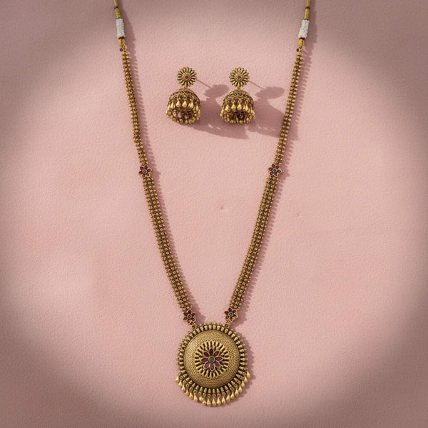 229314 Antique Long Necklace With Gold Plating